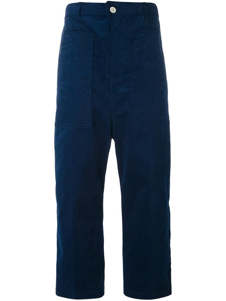 Julien David Cropped Trousers, Women's, Size: Small, Blue, Cotton/polyurethane