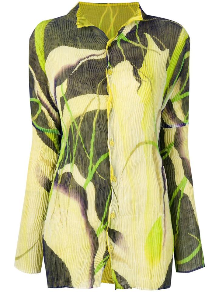 Issey Miyake Printed Pleated Shirt - Yellow