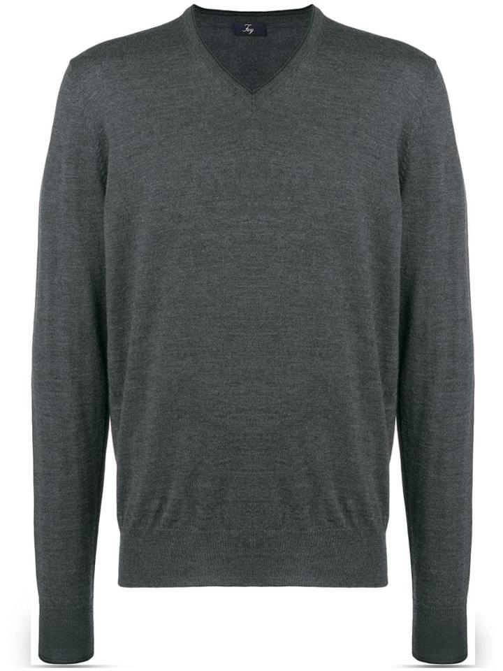 Fay V-neck Pullover - Grey