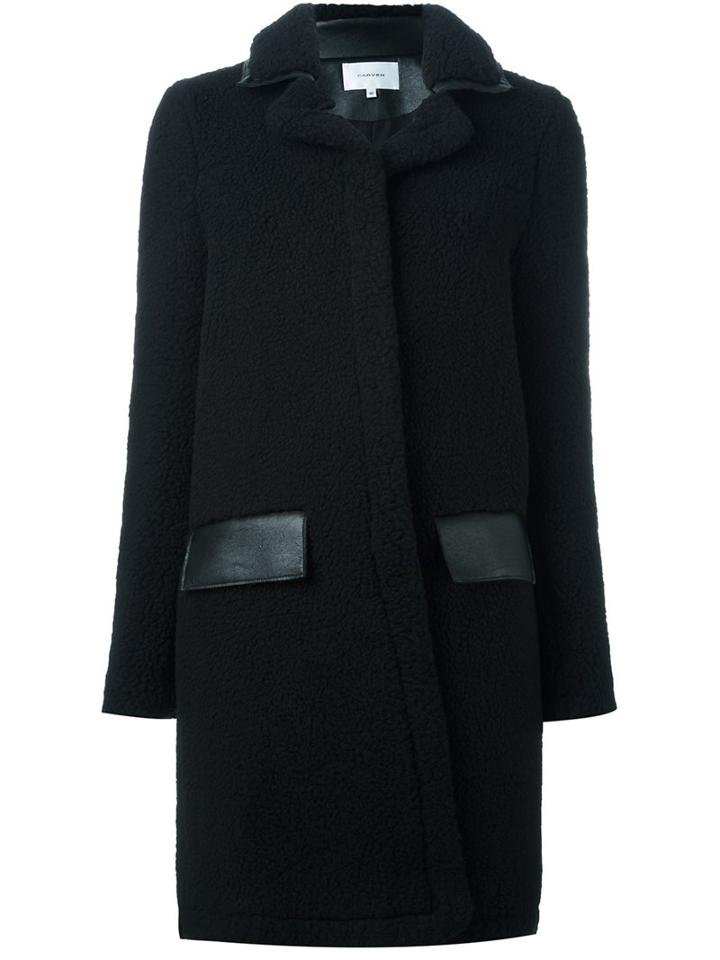Carven Single Breasted Coat, Women's, Size: 40, Black, Polyester/acetate/viscose/virgin Wool