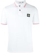 Stone Island Logo Polo Shirt, Men's, Size: Medium, White, Cotton/spandex/elastane