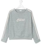 Chloé Kids - Teen Embroidered Logo Sweatshirt - Kids - Cotton/spandex/elastane/viscose - 14 Yrs, Girl's, Grey