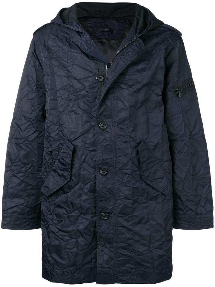 John Varvatos Crumpled Effect Parka Coat - Blue