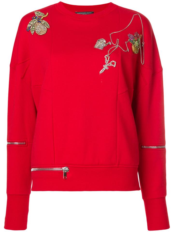 Alexander Mcqueen Embroidered And Zipped Sweatshirt