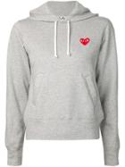 Comme Des Garçons Play Heart Logo Drawstring Hoodie - Grey