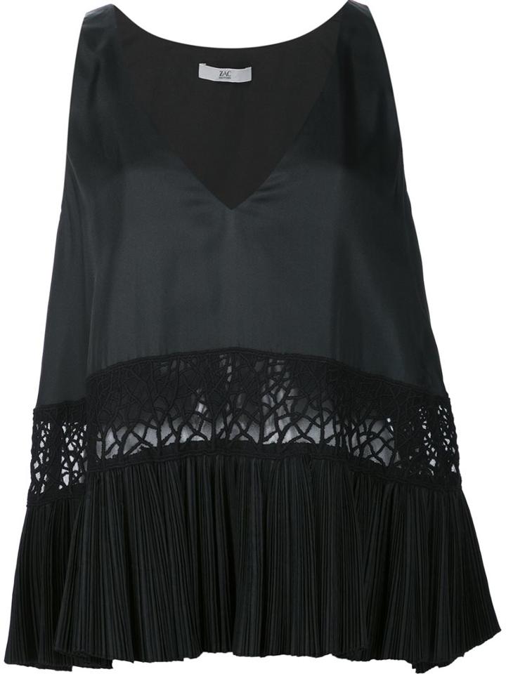 Zac Zac Posen V-neck Tank Top, Women's, Size: 0, Black, Silk