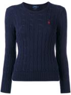 Polo Ralph Lauren Logo Cable-knit Sweater, Women's, Size: Small, Blue, Cotton