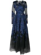 Oscar De La Renta Long-sleeved Lace Gown - Blue