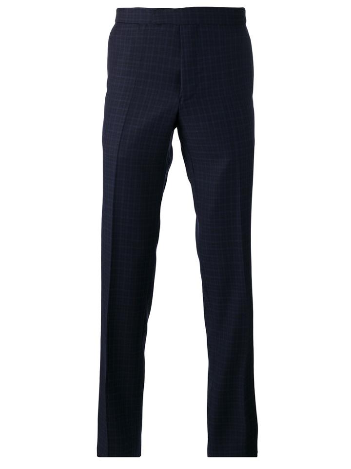 Fashion Clinic Timeless Plaid Tailored Trousers, Men's, Size: 54, Blue, Wool