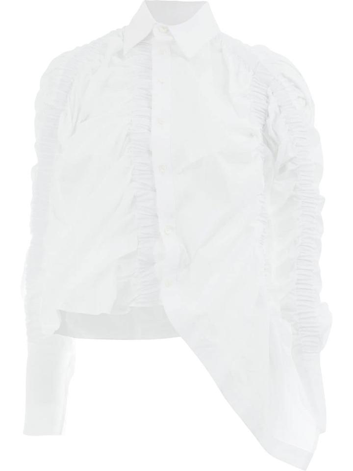 Rokh Ruched Asymmetric Shirt - White