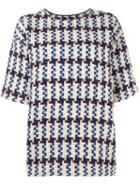 Hache Grid Intarsia Jumper, Women's, Size: 42, White, Virgin Wool
