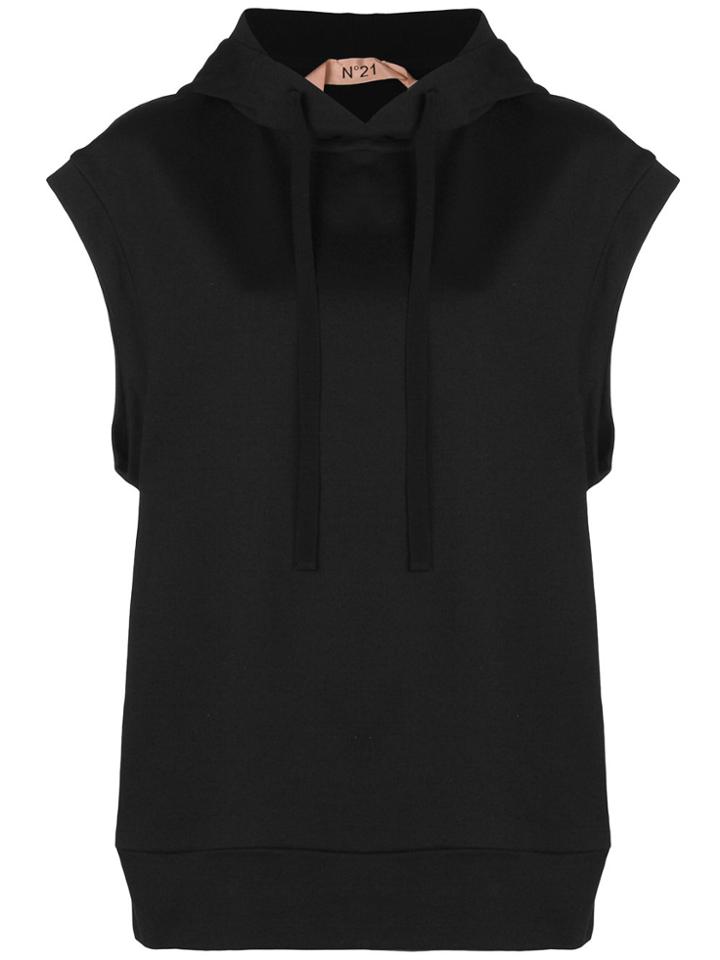 No21 Lace Panel Hoodie - Black