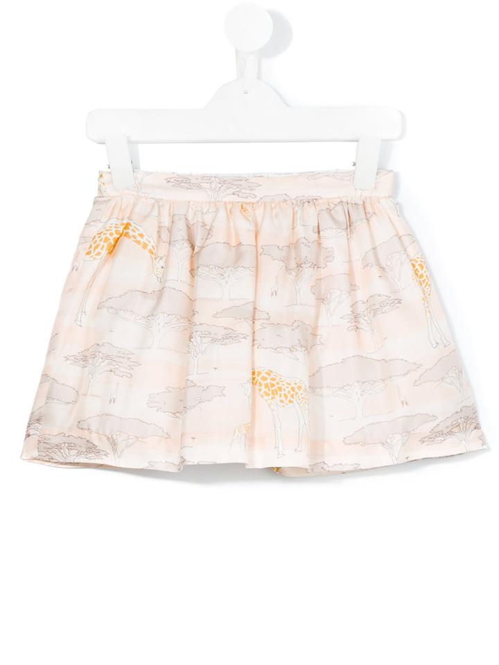 Hucklebones London - Giraffe Plains Print Skirt - Kids - Silk - 6 Yrs, Girl's, Pink/purple