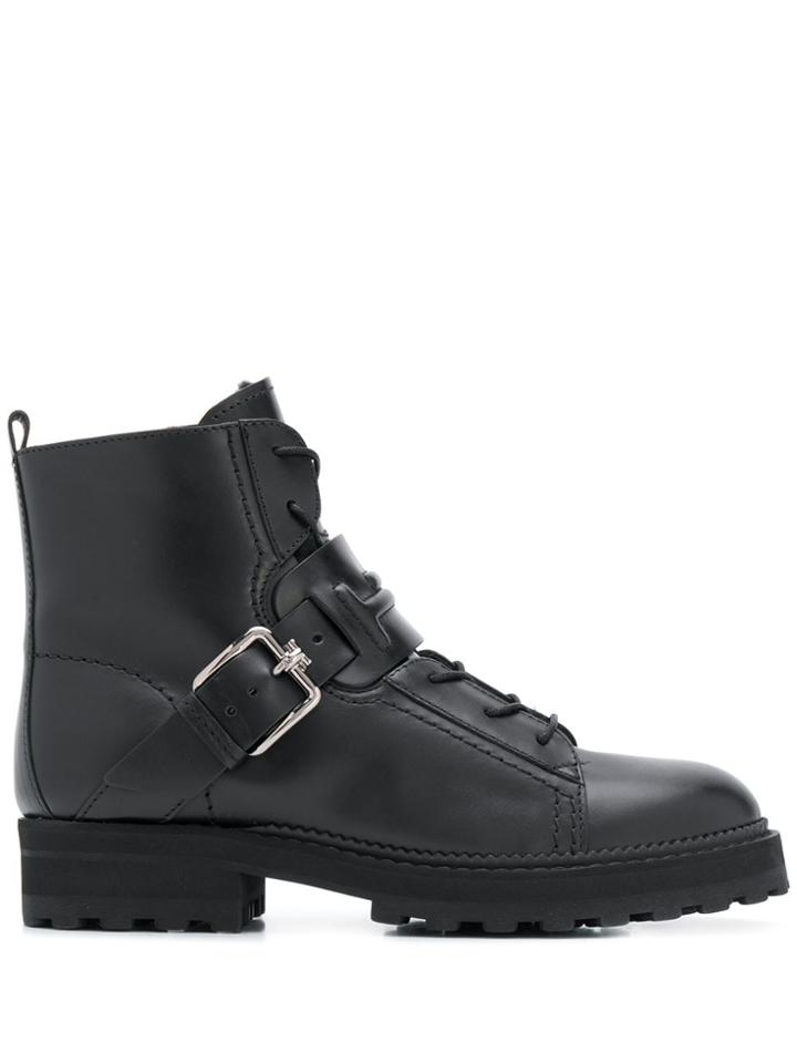 Tod's Buckled Lace-up Ankle Boots - Black