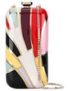 Elie Saab - Colour Block Boxy Clutch - Women - Leather/pvc/metal - One Size, Grey, Leather/pvc/metal