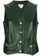 Céline Vintage Leather Gilet - Green