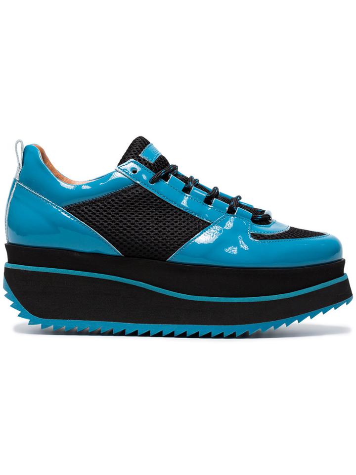 Ganni Naomi 63 Patent Leather Mesh Sneakers - Black