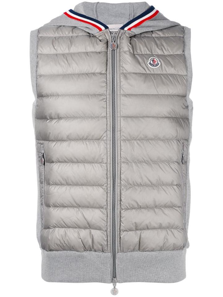 Moncler Tri-colour Trim Hooded Gilet - Grey