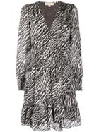Michael Michael Kors Animal Print Ruffled Dress - Grey