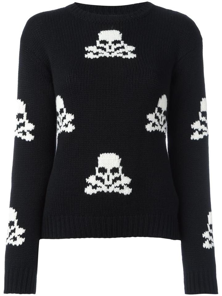 Skull Pattern Jumper, Women's, Size: 40, Black, Cashmere/virgin Wool, Ermanno Scervino