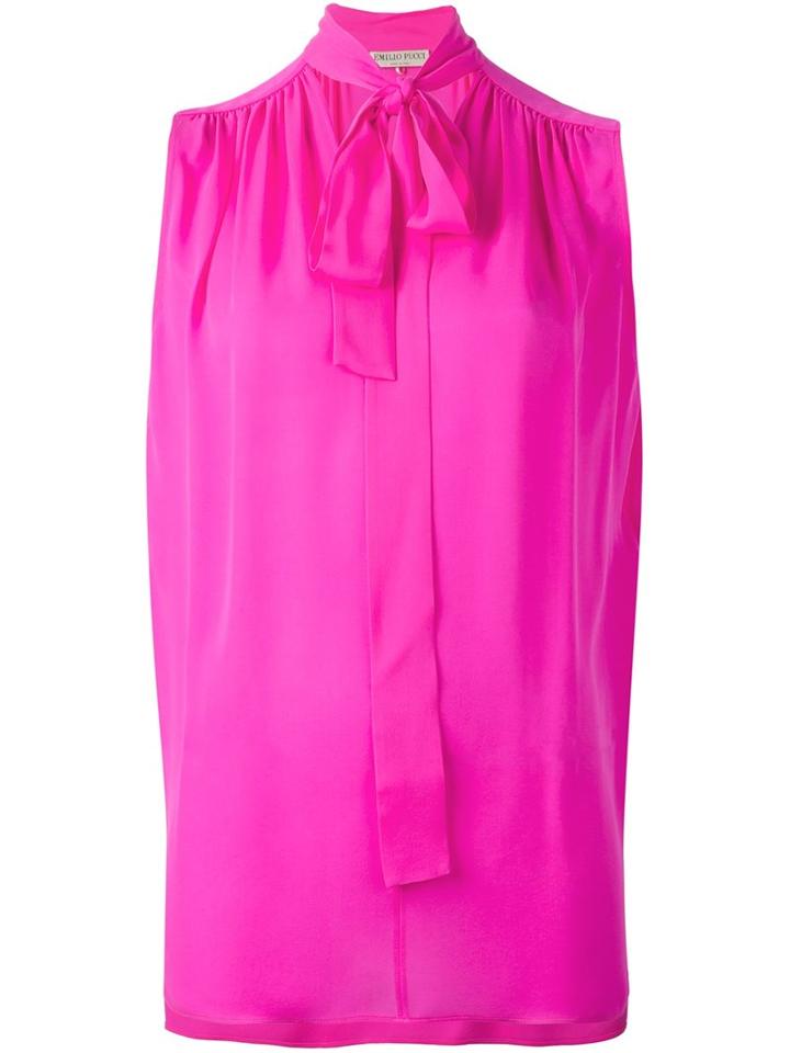 Emilio Pucci Tie Neck Tank Top, Women's, Size: 46, Pink/purple, Silk