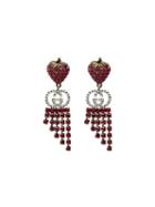 Gucci Strawberry Crystal Drop Earrings - Red