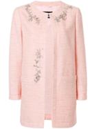Boutique Moschino Embellished Tweed Jacket - Pink