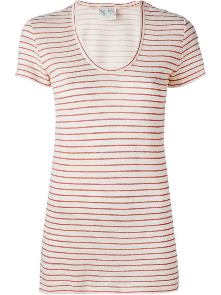 Forte Forte Striped T-shirt, Women's, Size: 1, Red, Silk/cotton