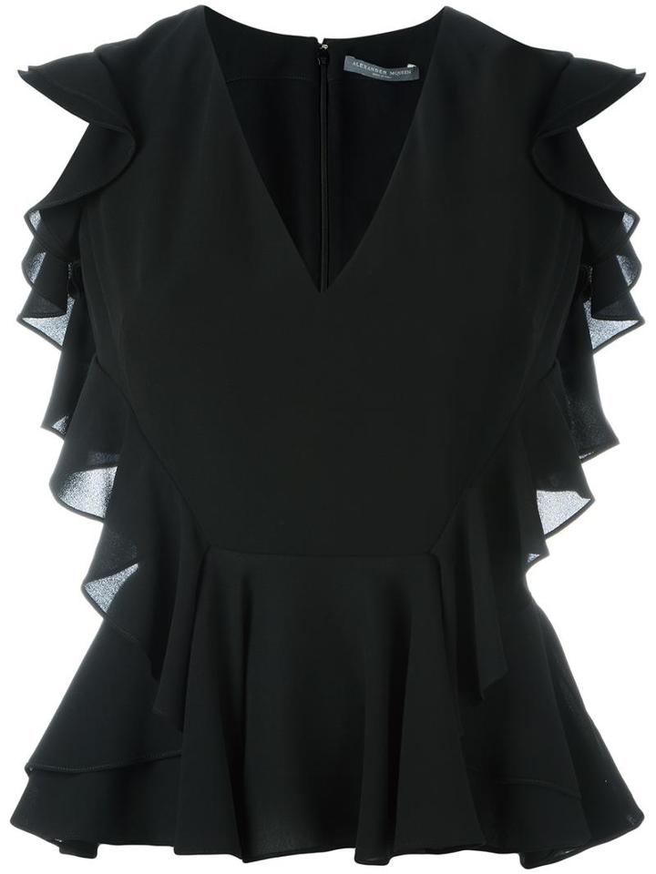 Alexander Mcqueen Ruffled Top, Women's, Size: 40, Black, Silk