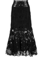 Jonathan Simkhai Lace Midi Skirt, Women's, Size: 8, Black, Silk/spandex/elastane/rayon/acetate