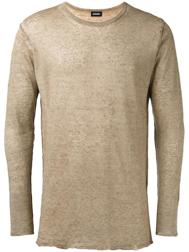Diesel Raw Hem Jumper, Men's, Size: Medium, Nude/neutrals, Linen/flax/nylon