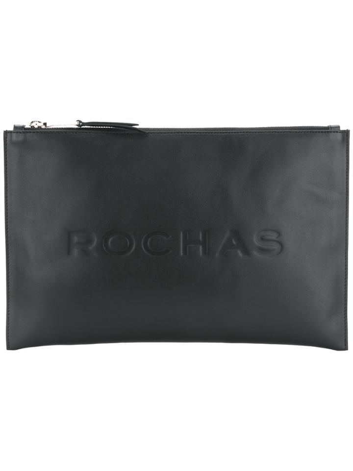 Rochas Logo Embossed Clutch - Black