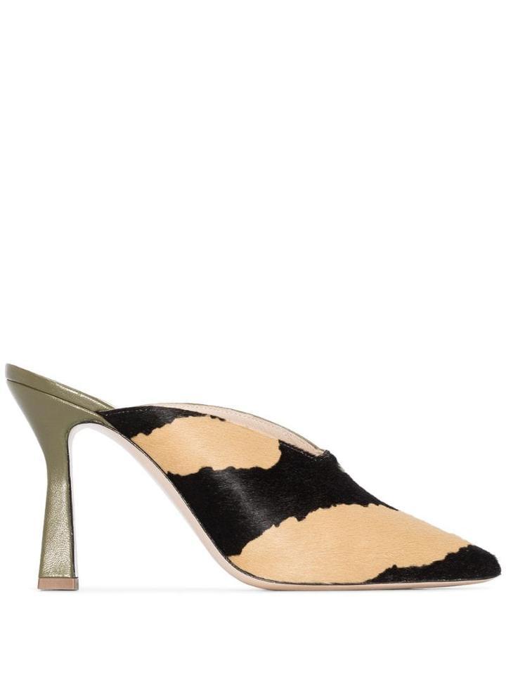 Wandler Isa 85mm Zebra Print Mules - Green
