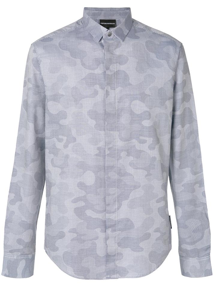 Emporio Armani Camouflage Print Shirt - Blue