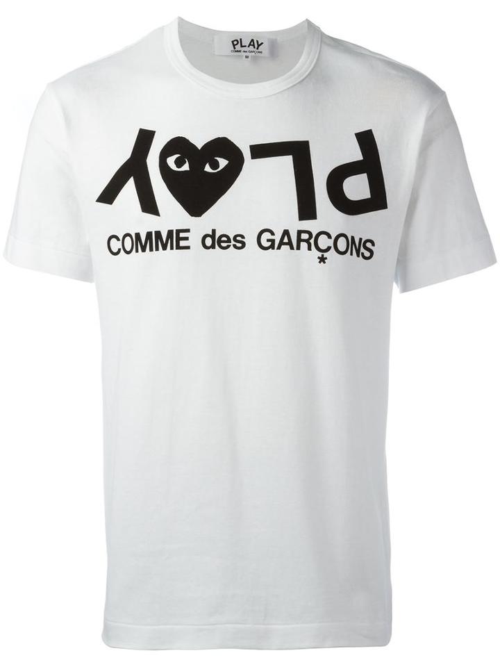 Comme Des Garçons Play Logo Print T-shirt, Size: Large, White, Cotton
