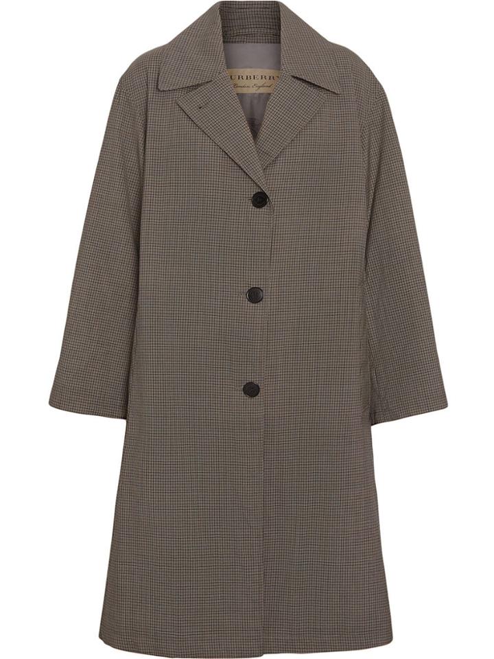 Burberry Oversized Check Wool Single-breasted Coat - Brown