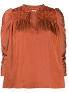 Ulla Johnson Ruched Puff Sleeve Blouse - Red