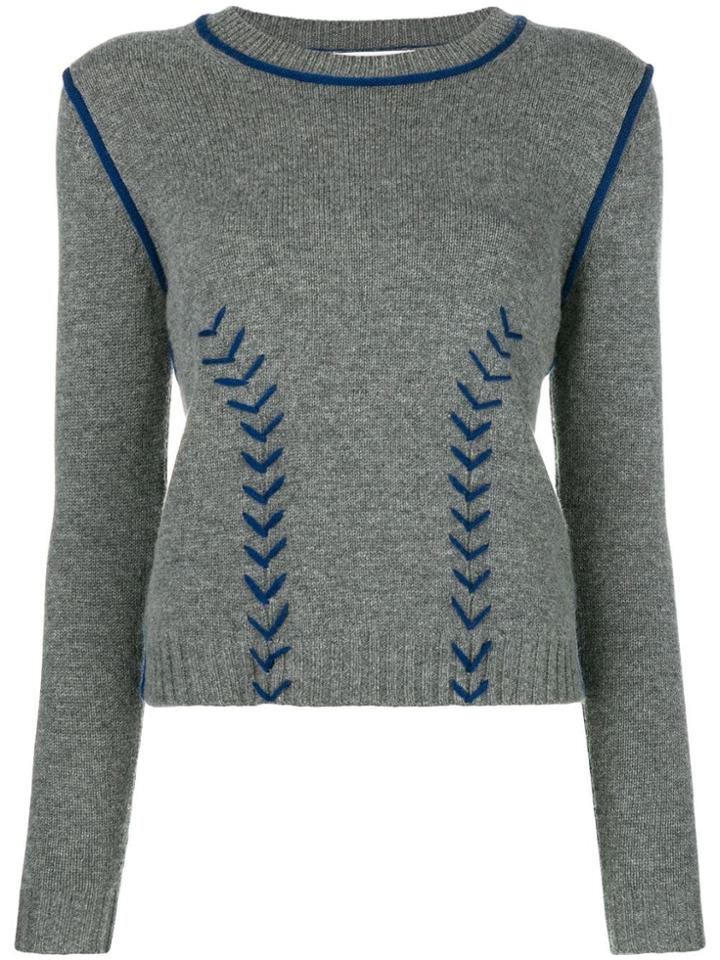 Chinti & Parker Contrast Stitch Sweater - Grey