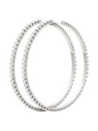 Area Silver Metallic Dorinda Oversized Crystal Hoop Earrings