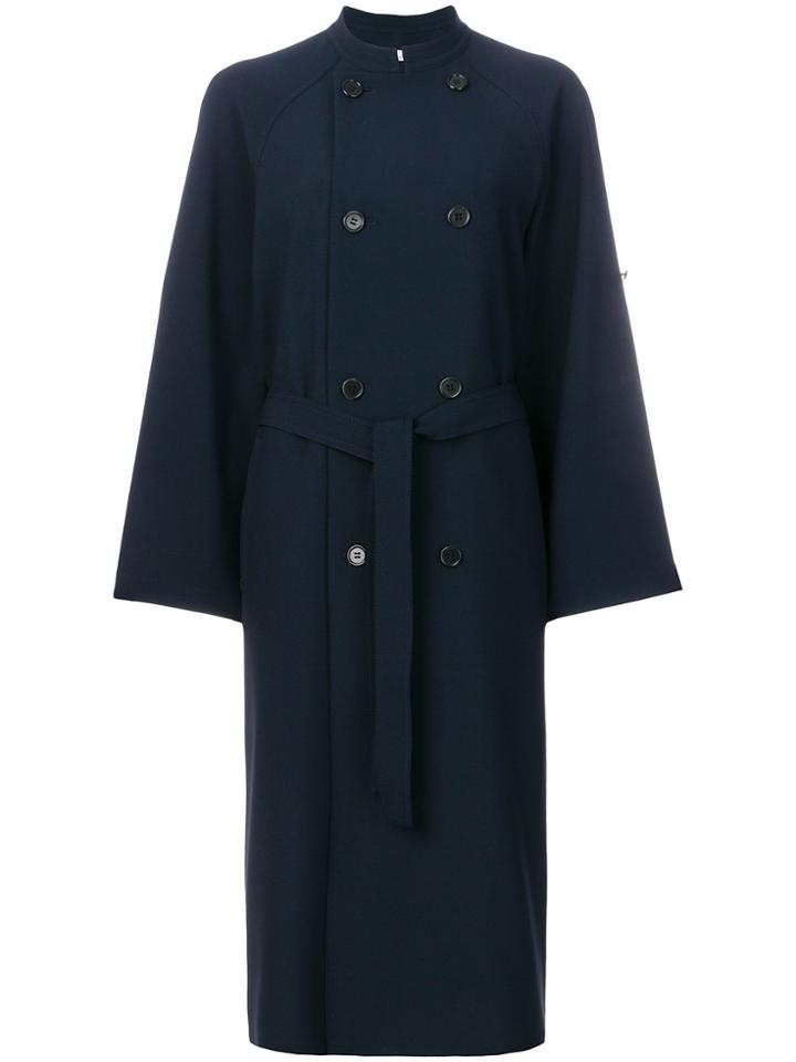 Knott Belted Double Breasted Coat - Blue