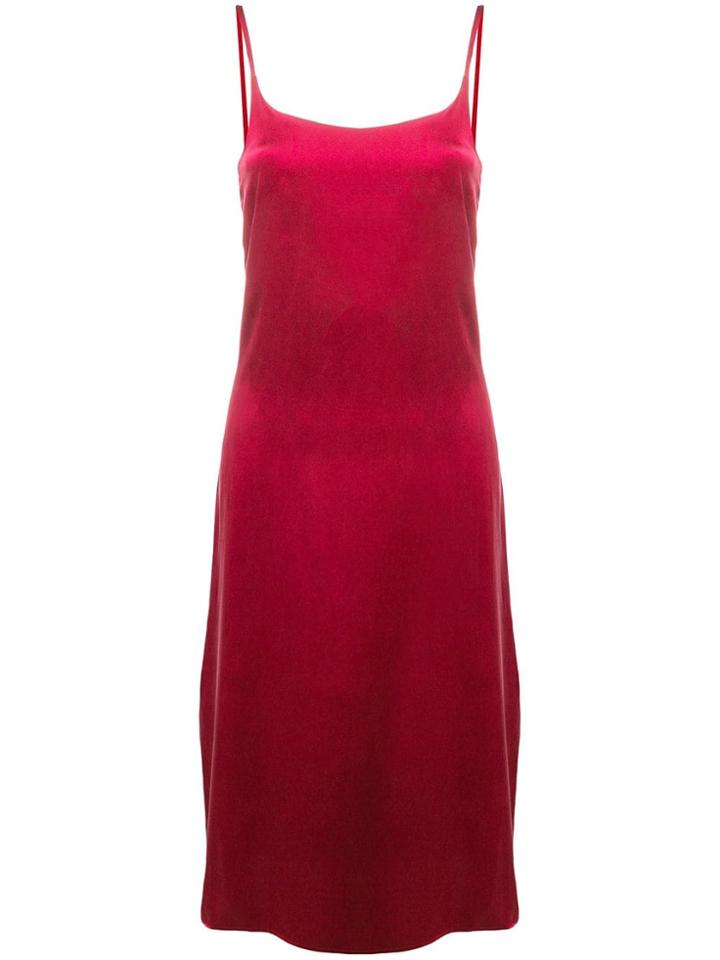Asceno Satin Slip Dress - Red