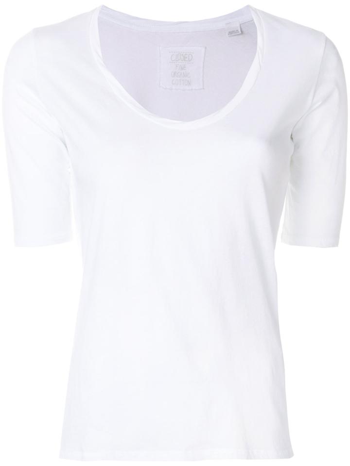 Closed U-neck T-shirt - White