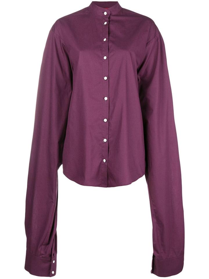 Rouge Margaux Oversized Sleeve Mandarin Collar Shirt - Pink & Purple
