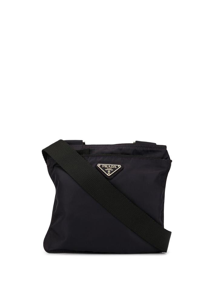Prada Pre-owned Triangular Logo Crossbody Bag - Black