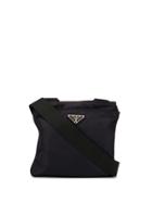 Prada Pre-owned Triangular Logo Crossbody Bag - Black