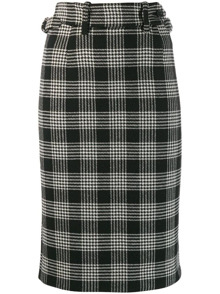 Red Valentino High Wasted Check Skirt - Black