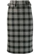 Red Valentino High Wasted Check Skirt - Black
