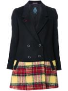 Guild Prime Plaid Detailing Mid Coat, Women's, Size: 36, Black, Lambs Wool