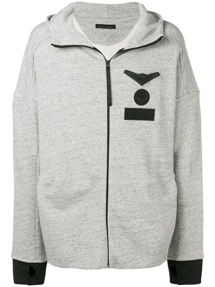 Frankie Morello Logo Patch Hoodie - Grey