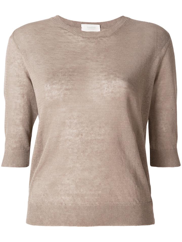 Zanone Three-quarters Sleeves Jumper - Brown